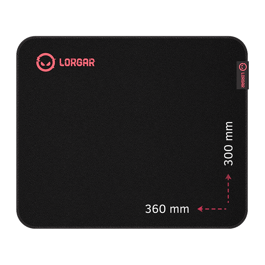 Lorgar Main 323, Gaming mouse pad, Precise control surface, Red anti-slip rubber base, size: 360mm x 300mm x 3mm, weight 0.21kg "LRG-GMP323"