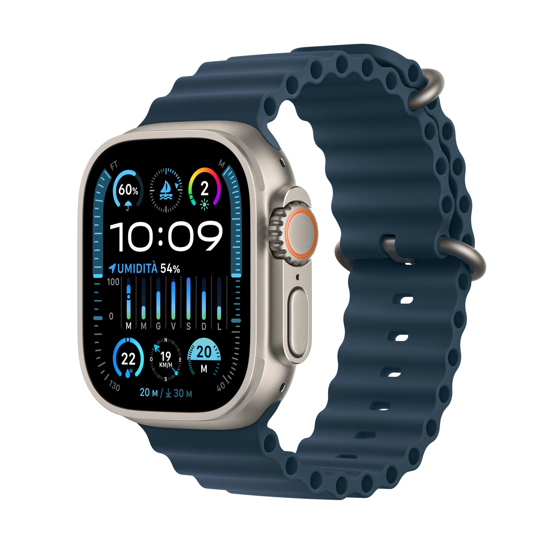 Smartwatch Watch Ultra 2 GPS + Cellular 49mm Titanium Case with Ocean Band Blue "MREG3"