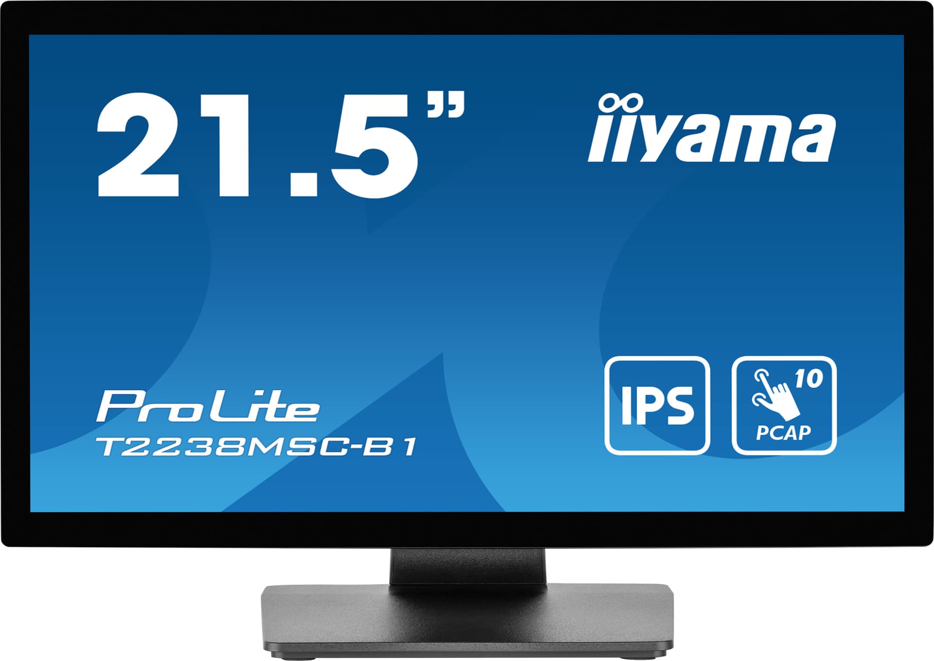 IIYAMA Monitor LED T2238MSC-B1 21.5" 10pt Optical Bonded PCAP touchscreen IPS 1920 x 1080 600 cd/m2 5ms stylus, metal housing, water proof touch "T2238MSC-B1" — miniatură