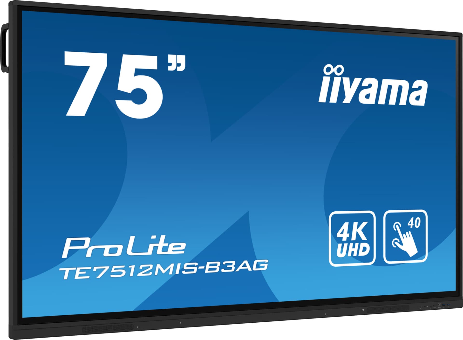 IIYAMA PROLITE TE7512MIS-B3AG 75" Interactive 4K UHD Touchscreen elevating interactive collaboration 3840 x 2160 IPS 1200:1 8ms 40, 5pt writing iiWare 10 "TE7512MIS-B3AG"
