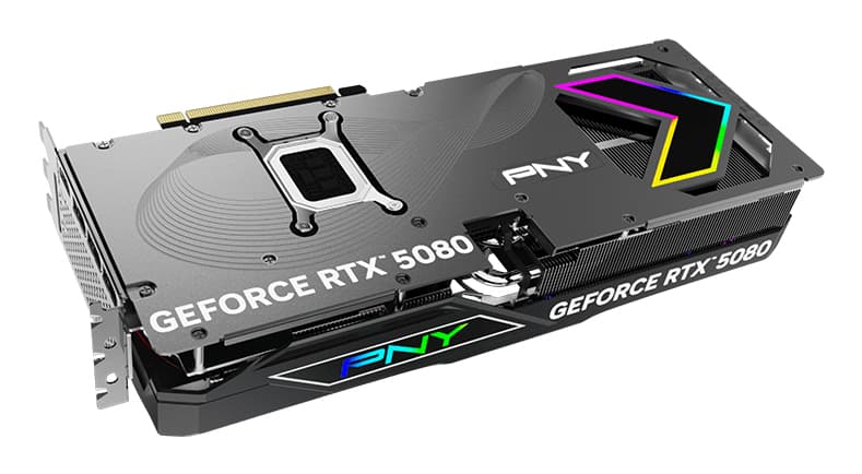 Placa video PNY 16GB RTX5080 ARGB GAMING OC 3xDP/HDMI GeForce RTX 5080 16GB ARGB Gaming Overclocked Trip "VCG508016TFXXPB1-O" — miniatură