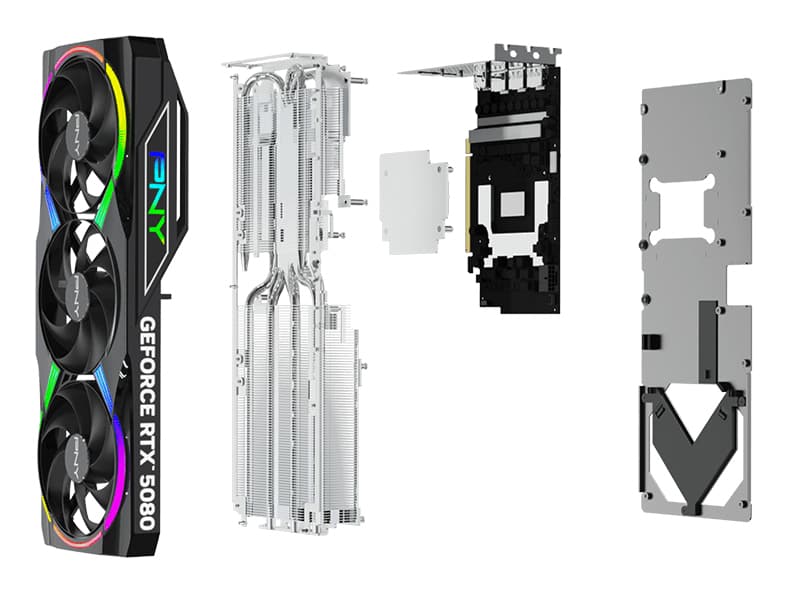 Placa video PNY 16GB RTX5080 ARGB GAMING OC 3xDP/HDMI GeForce RTX 5080 16GB ARGB Gaming Overclocked Trip "VCG508016TFXXPB1-O" — miniatură