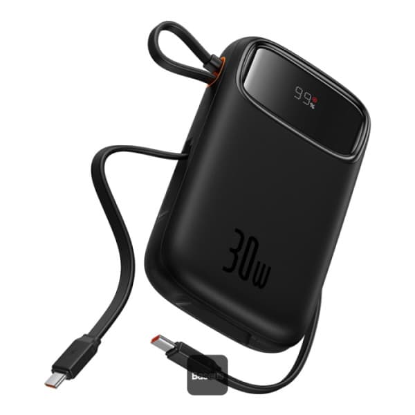 POWER BANK Baseus Qpow2 Digital Display, 10000mAh, 30W, 2 x USB Type-C output/input, 1 x USB, include cablu USB Type-C la USB Type-C 30cm, negru, "P10055008113-00" - 6932172667740