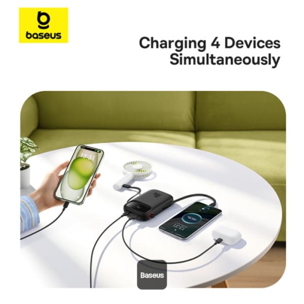 POWER BANK Baseus Qpow2 Digital Display, 10000mAh, 30W, 2 x USB Type-C output/input, 1 x USB, include cablu USB Type-C la USB Type-C 30cm, negru, "P10055008113-00" - 6932172667740 — miniatură