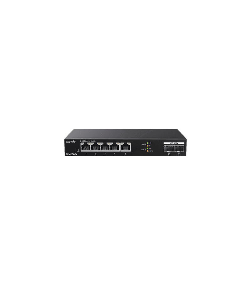 SWITCH Tenda fara management, 5 porturi Ethernet 2.5 Gbps si 2 sloturi SFP+ 10 Gbps, carcasa metalica, rackabil "TEM2007X"