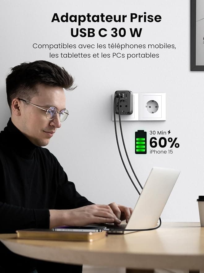 INCARCATOR retea Ugreen, "CD314" Quick Charge 30W, 1 x Shucko, 2 x USB, 1 x USB Type-C, gri "90613" - 6957303896134 — miniatură