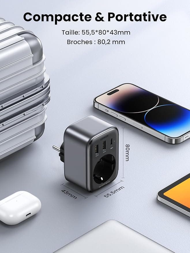 INCARCATOR retea Ugreen, "CD314" Quick Charge 30W, 1 x Shucko, 2 x USB, 1 x USB Type-C, gri "90613" - 6957303896134 — miniatură