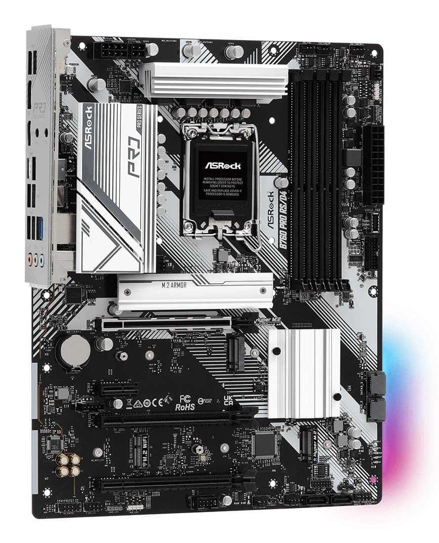 Placa de baza B760 PRO RS/D4 1700 ATX HDMI/DP DDR4 "90-MXBL80-A0UAYZ" — miniatură