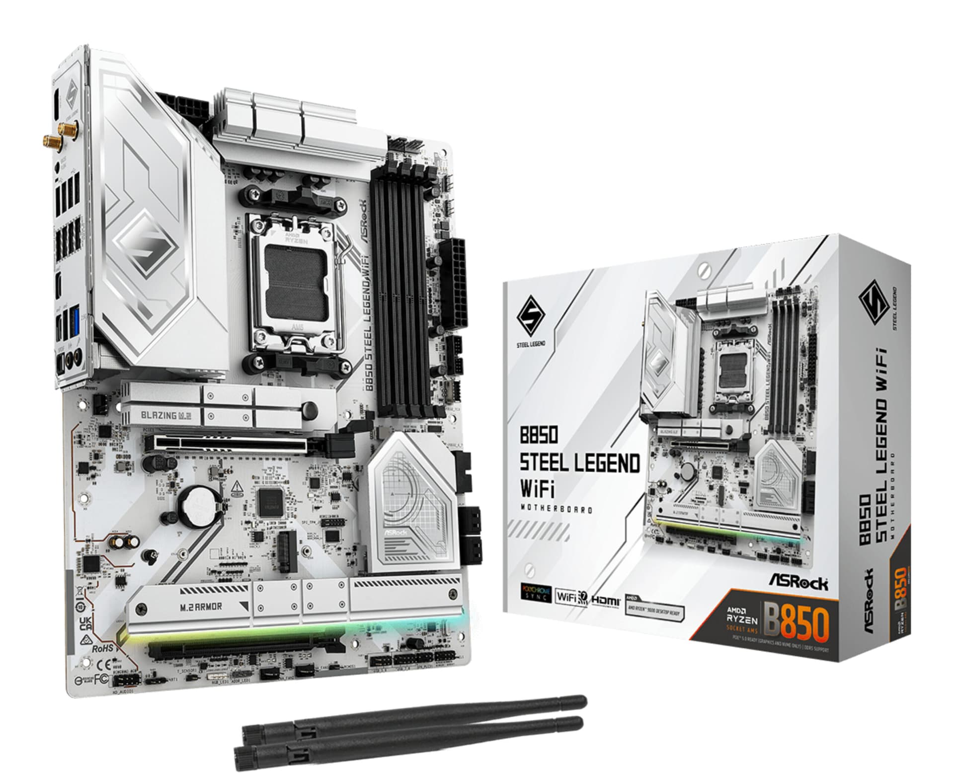 Placa de baza ASRock B850 Steel Legend WiFi AM5 ATX HDMI DDR5 "90-MXBQS-A0UAYZ"