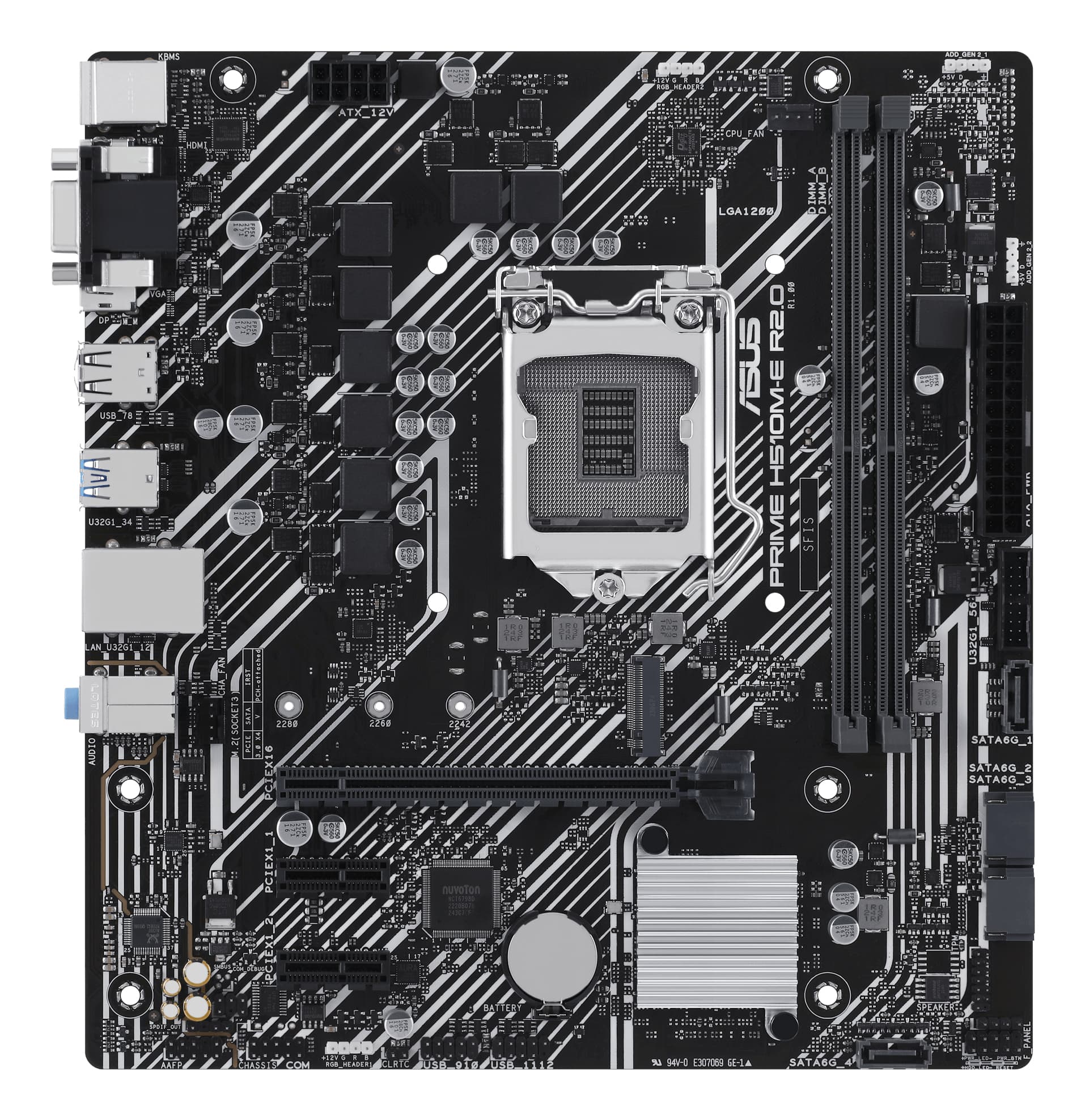 Placa de baza MB ASUS Intel 1200 PRIME H510M-E R2.0 "90MB1FQ0-M0EAY0" — miniatură