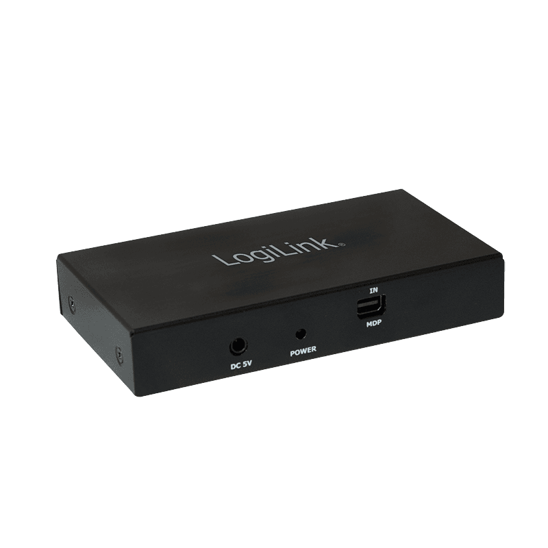 SPLITTER video LOGILINK, 1 x 2 port, Input: mini DisplayPort (M) 1.2 x 1, Output: HDMI (M) 1.4 x 2, rezolutie maxima 4K UHD (3840 x 2160) la 30 Hz, HDCP repeater suport, negru, "CV0094" — miniatură