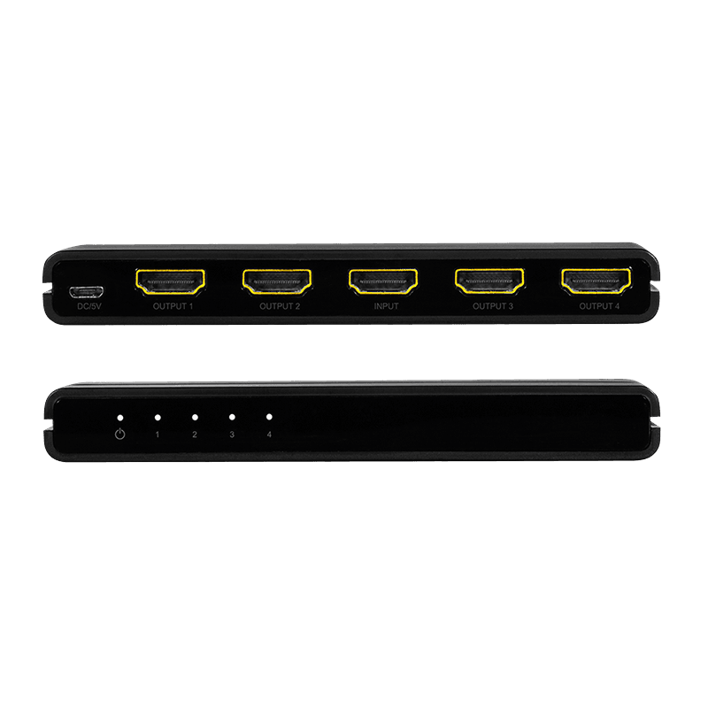 SPLITTER video LOGILINK, 1 x 4 port, Input: HDMI (M) x 1, Output: HDMI (M) 2.0 x 4, rezolutie maxima 4K UHD (3840 x 2160) la 60 Hz, HDCP 2.2, audio, negru, "HD0037" — miniatură