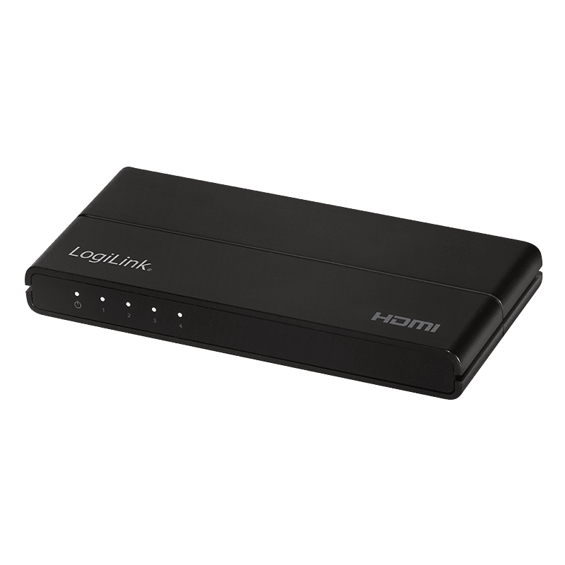 SPLITTER video LOGILINK, 1 x 4 port, Input: HDMI (M) x 1, Output: HDMI (M) 2.0 x 4, rezolutie maxima 4K UHD (3840 x 2160) la 60 Hz, HDCP 2.2, audio, negru, "HD0037" — miniatură