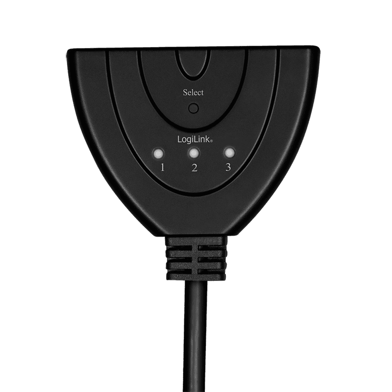 SWITCH video LOGILINK, 1 x 3 / 3 x 1 port, bidirectional, Input/Output: HDMI (M) x 3 / x 1, rezolutie maxima 4K UHD (3840 x 2160) la 30 Hz, HDCP 1.4, audio, negru, "HD0040" — miniatură