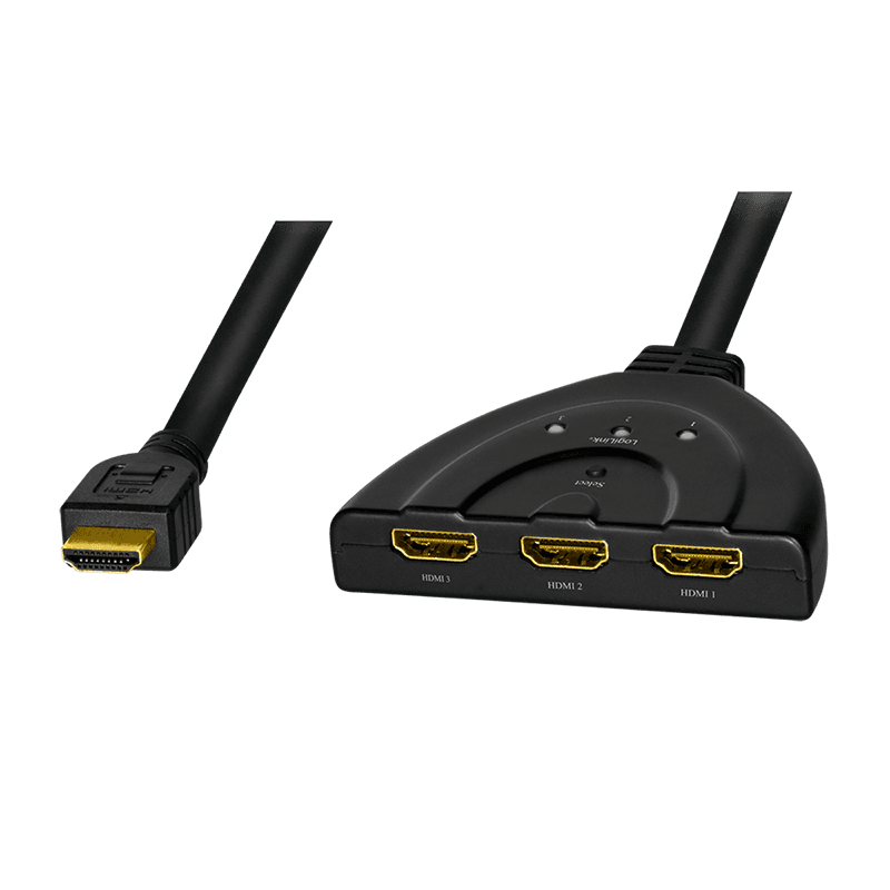 SWITCH video LOGILINK, 1 x 3 / 3 x 1 port, bidirectional, Input/Output: HDMI (M) x 3 / x 1, rezolutie maxima 4K UHD (3840 x 2160) la 30 Hz, HDCP 1.4, audio, negru, "HD0040" — miniatură