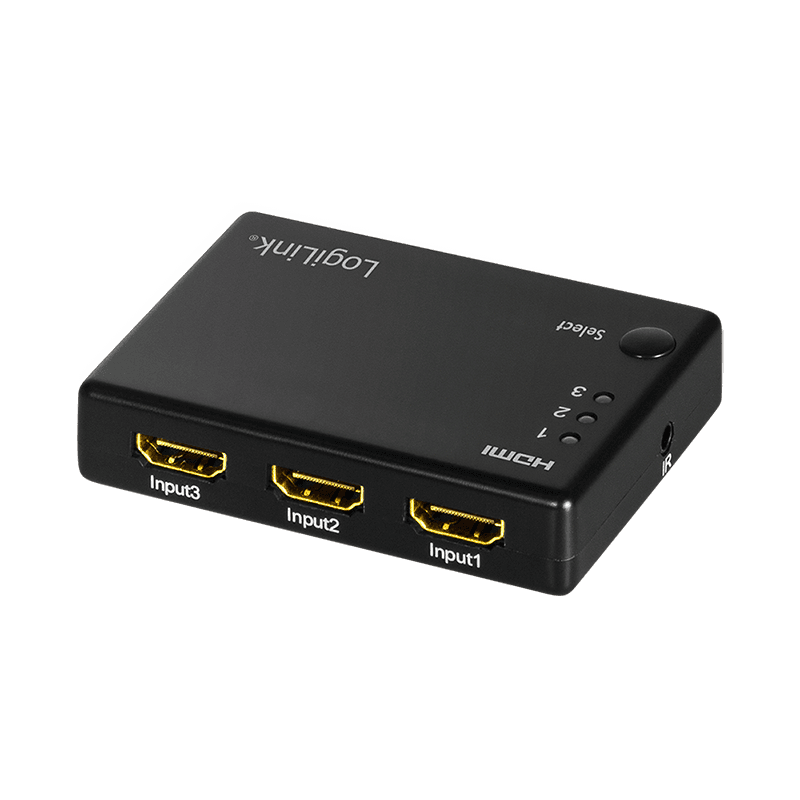SWITCH video LOGILINK, 3 x 1 port, Input: HDMI (M) x 3, Output: HDMI (M) 1.3 x 1, jack 3.5" IR, rezolutie maxima Full HD (1920 x 1080) la 60 Hz, HDCP, audio, negru, "HD0042"