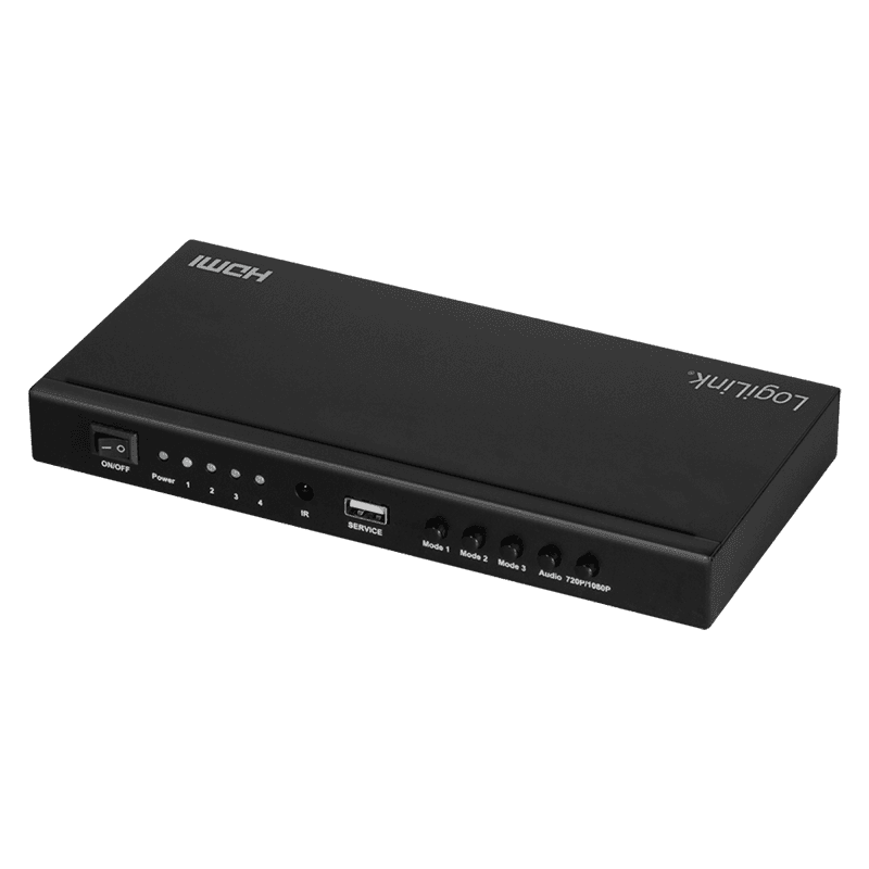 SWITCH video LOGILINK, 4 x 1 port, Input: HDMI (M) x 4, Output: HDMI (M) 1.3 x 1, Coaxial x 1, Toslink x 1, 3.5mm x 1, rezolutie maxima Full HD (1920 x 1080) la 60 Hz, negru, "HD0052"