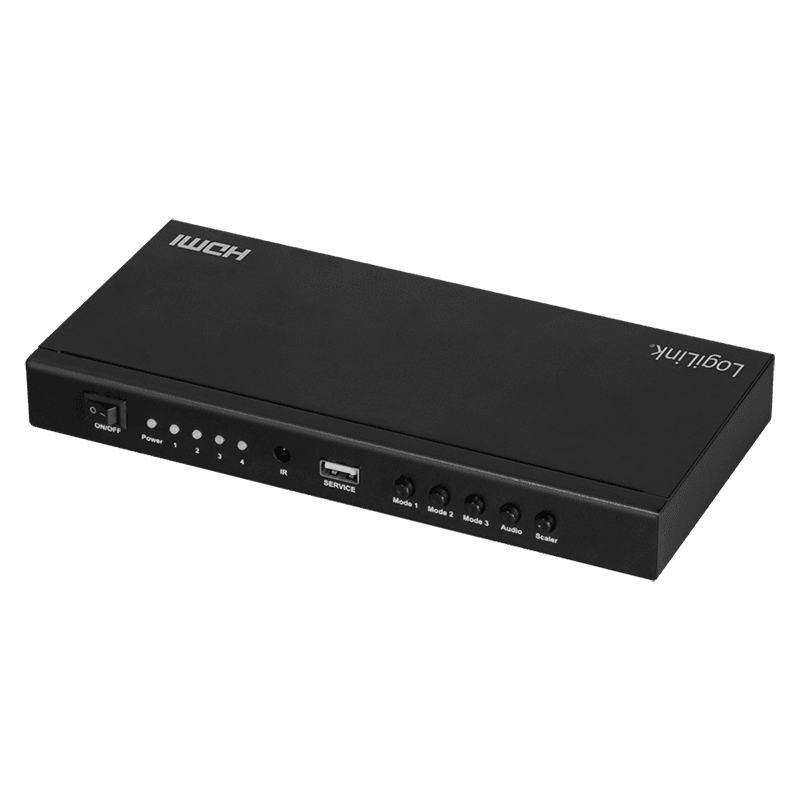 SWITCH video LOGILINK, 4 x 1 port, Input: HDMI (M) x 4, Output: HDMI (M) 1.4 x 1, 3.5mm x 1, rezolutie maxima 4K (3840 x 2160) la 30 Hz, negru, "HD0053"