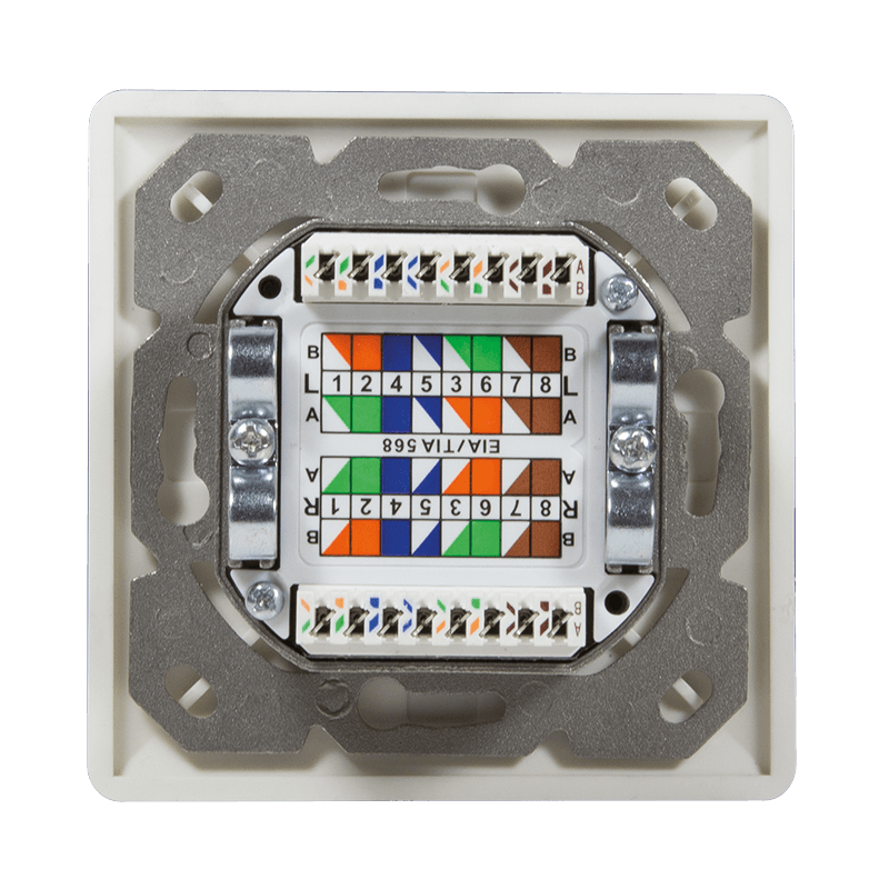 PRIZA RJ-45 aplicabila cu 2 iesiri LOGILINK pt. cablu FTP, Cat6, RJ-45 (M) x 2, ecranat, plastic cu metal, pure white, 1 buc, "NP0023" — miniatură