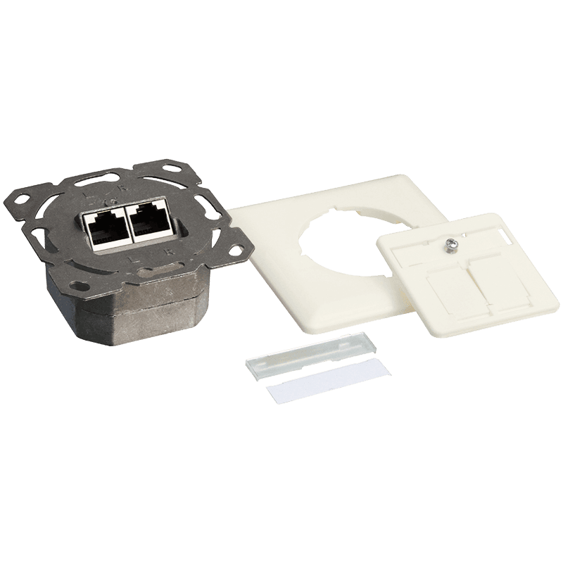 PRIZA RJ-45 aplicabila cu 2 iesiri LOGILINK pt. cablu FTP, Cat6, RJ-45 (M) x 2, ecranat, plastic cu metal, pure white, 1 buc, "NP0023" — miniatură