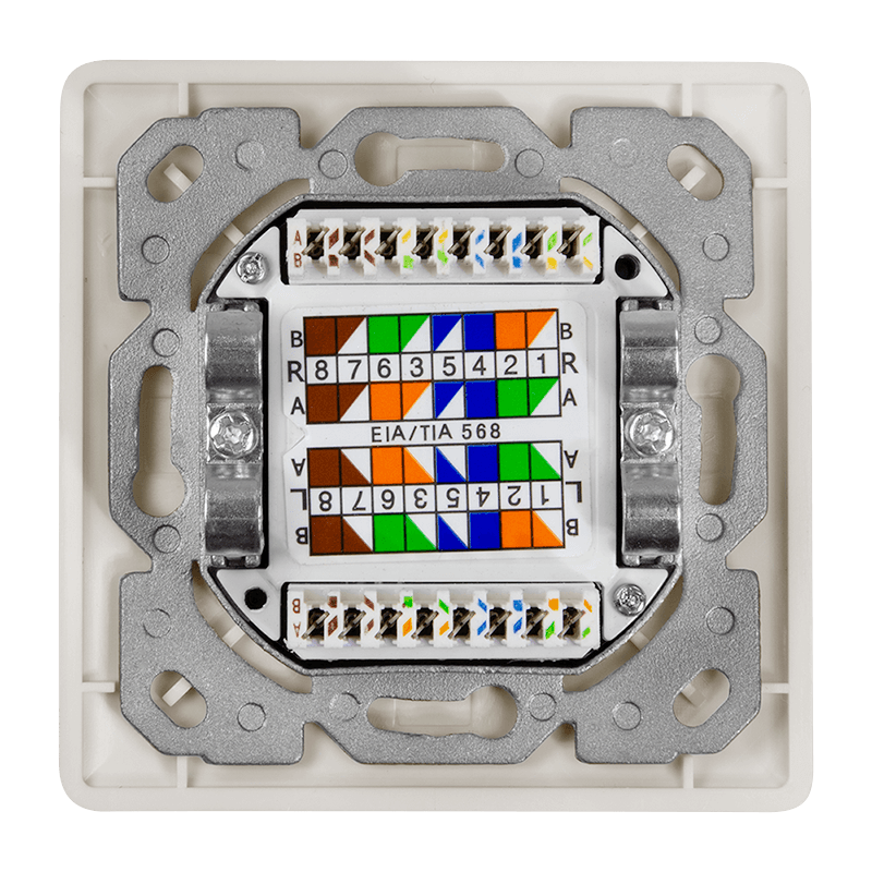 PRIZA RJ-45 aplicabila cu 2 iesiri LOGILINK pt. cablu FTP, Cat6A, RJ-45 (M) x 2, ecranat, plastic cu metal, pure white, 1 buc, "NP0128" — miniatură