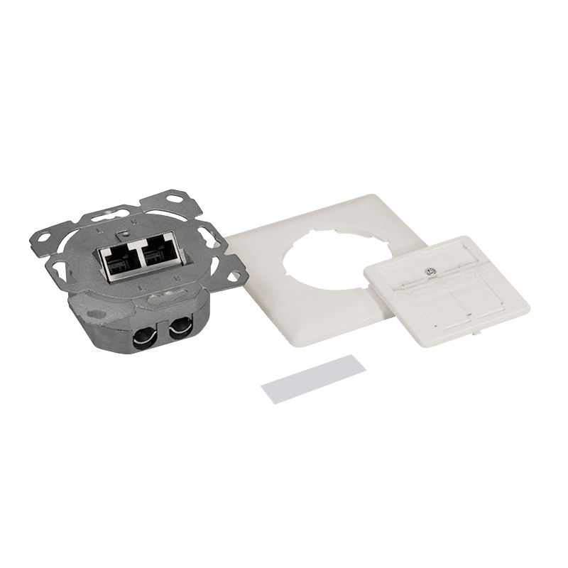 PRIZA RJ-45 aplicabila cu 2 iesiri LOGILINK pt. cablu FTP, Cat6A, RJ-45 (M) x 2, ecranat, plastic cu metal, pure white, 1 buc, "NP0128" — miniatură