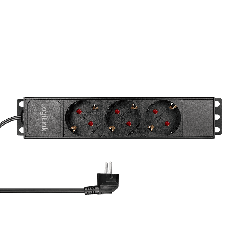 PDU LOGILINK 1U pt. rack 10 inch, 3 prize Schuko, intrare Schuko, max 16 A, IP20, 2 m, negru, "PDU3B01"