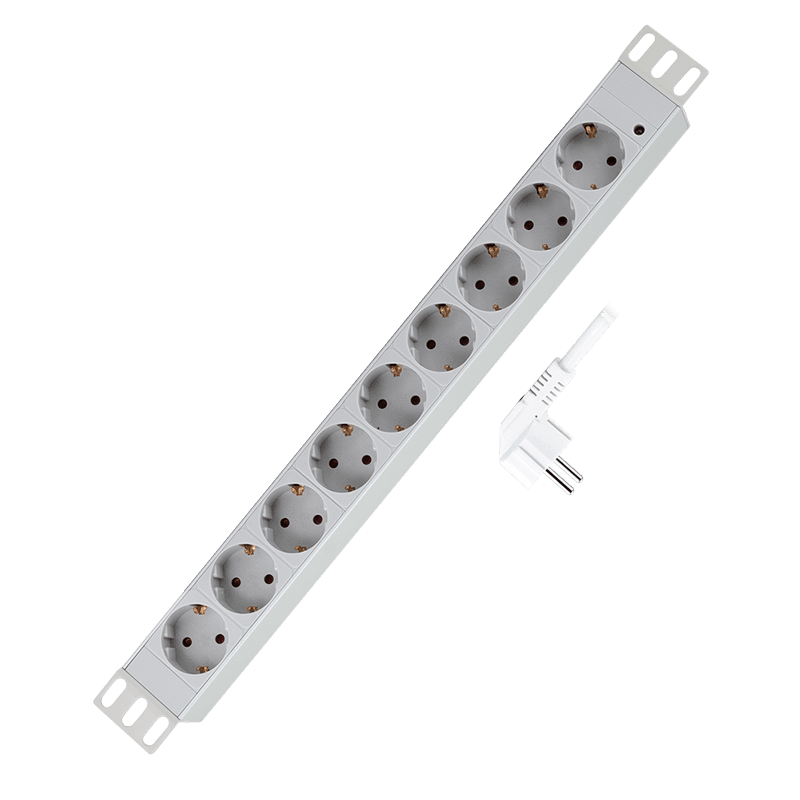 PDU LOGILINK 1U pt. rack 19 inch, 9 prize Schuko, intrare Schuko, max 16 A, 2 m, gri, "PDU9C05"