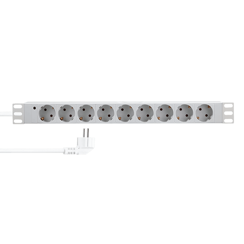 PDU LOGILINK 1U pt. rack 19 inch, 9 prize Schuko, intrare Schuko, max 16 A, 2 m, gri, "PDU9C05" — miniatură