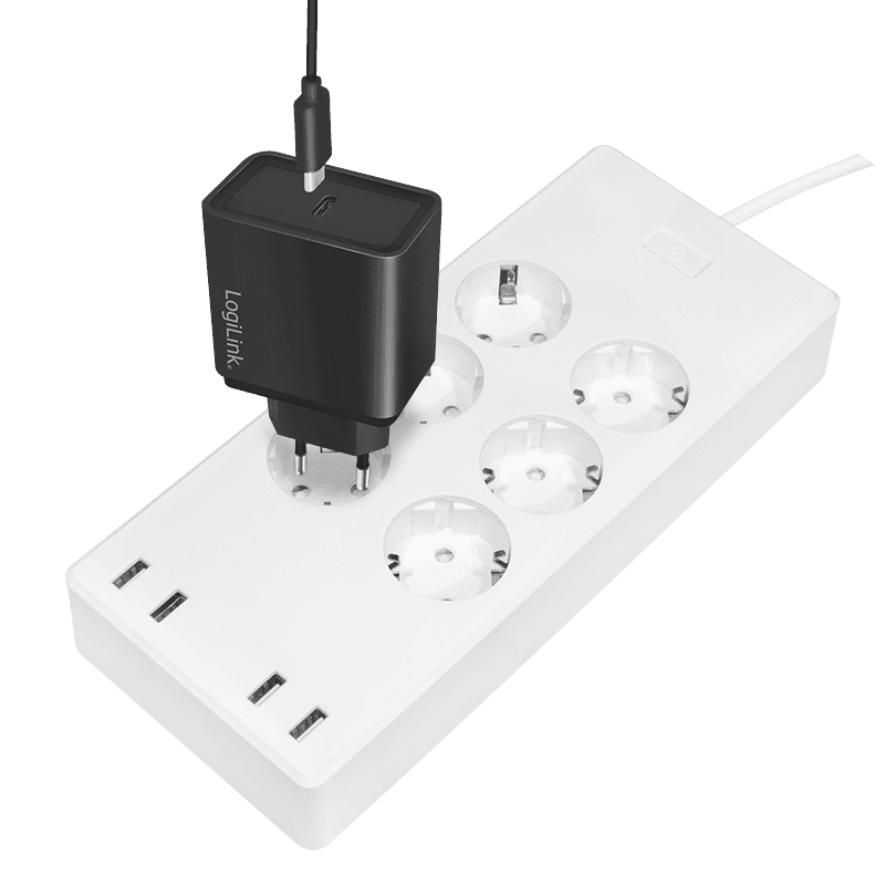 PRELUNGITOR LOGILINK, Schuko x 6, conectare prin Schuko (T), Wi-Fi, 10 A, 4xUSB-A, compatibil Tuya, cablu 1.8m, protectie IP20, supracurent, supratensiune, supraincalzire, scurtcircuit, alb, "SH0105" — miniatură