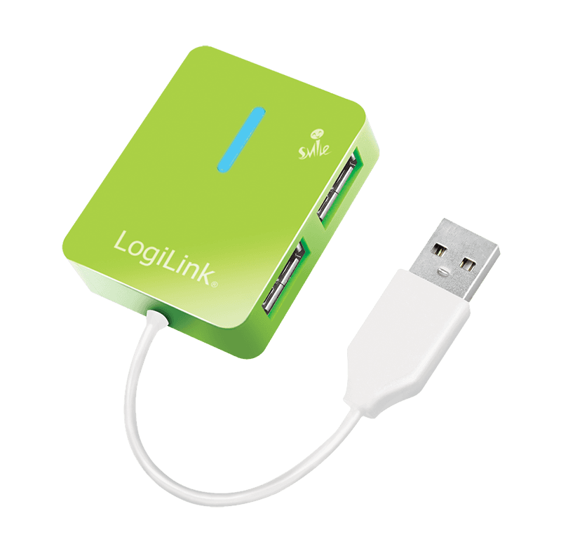 HUB extern LOGILINK, porturi USB: USB 2.0 x 4, conectare prin USB 2.0, Smile, verde, "UA0138" — miniatură