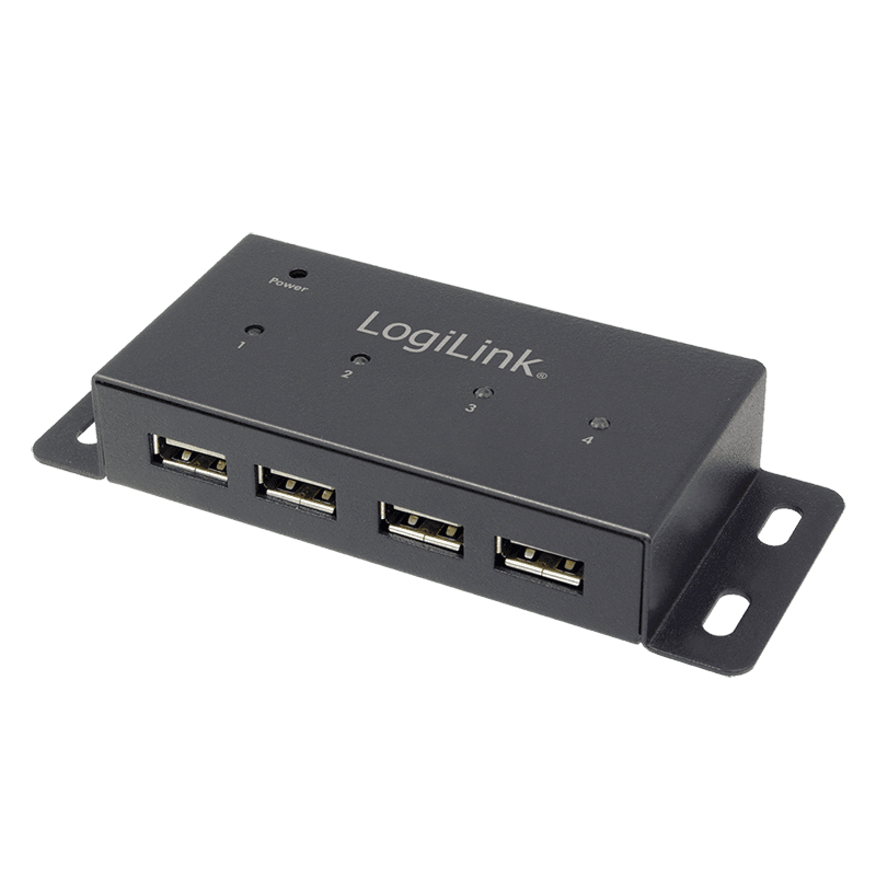 HUB extern LOGILINK, porturi USB: USB 2.0 x 4, conectare prin USB 2.0, metal, negru, "UA0141A"
