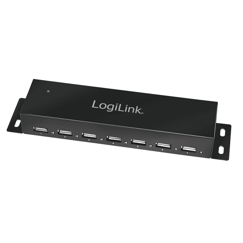 HUB extern LOGILINK, porturi USB: USB 2.0 x 7, conectare prin USB 2.0, metal, negru, "UA0148"