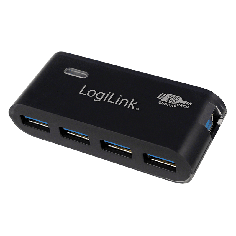 HUB extern LOGILINK, porturi USB: USB 3.0 x 4, conectare prin USB 2.0, metal, negru, "UA0170"