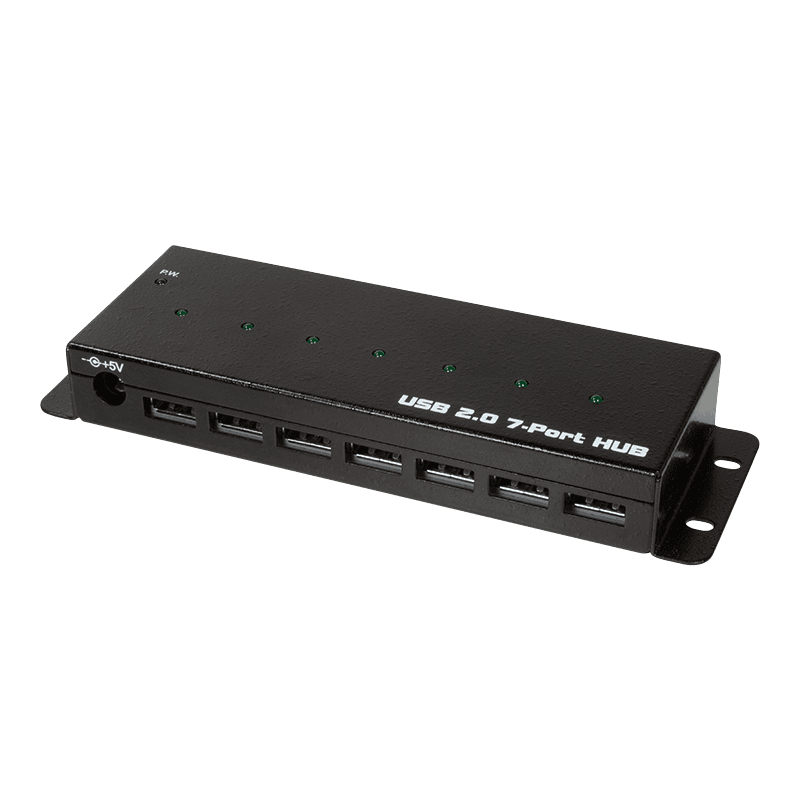 HUB extern LOGILINK, porturi USB: USB 2.0 x 7, conectare prin USB 2.0, protectie supracurent, metal, negru, "UA0318" — miniatură