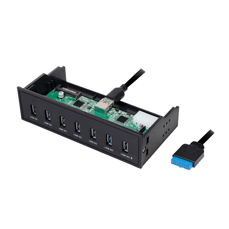HUB intern LOGILINK, porturi USB 5.25": USB 3.0 x 7, conectare prin USB 3.0, fast charging, negru, "UA0342" — miniatură