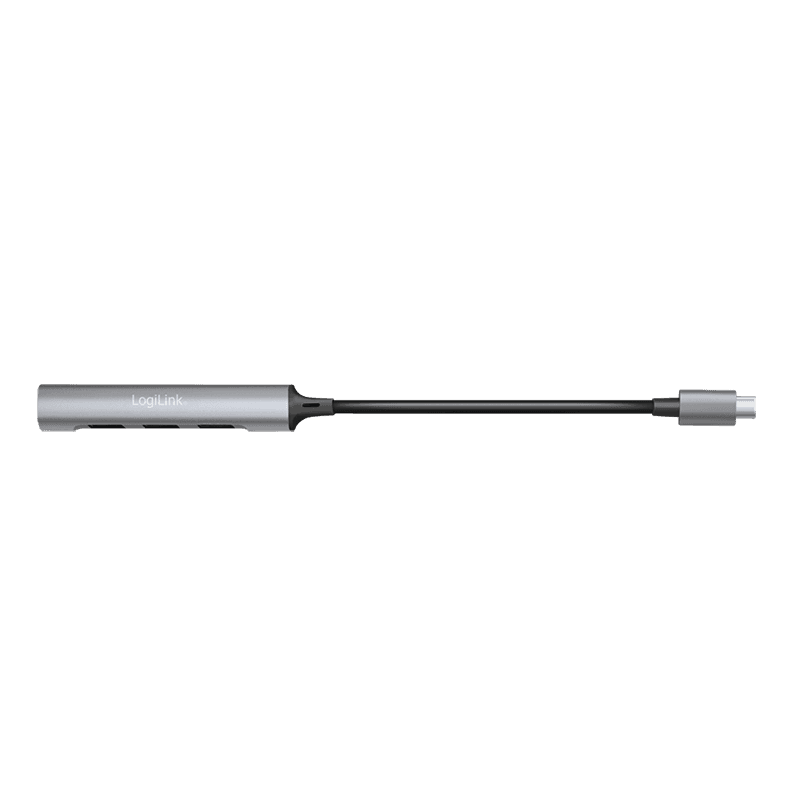 HUB extern LOGILINK, porturi USB: USB-A 3.2 x 1 + USB-A 2.0 x 3, conectare prin USB-C, aluminiu, prot. supracurent, supratensiune, gri, "UA0392" — miniatură