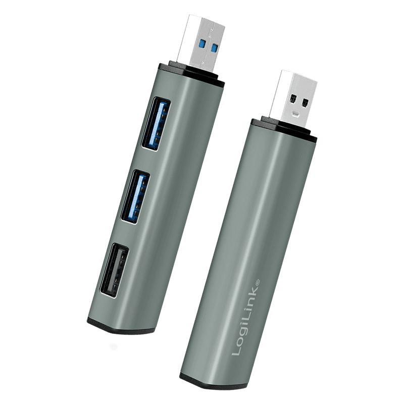 HUB extern LOGILINK, porturi USB: USB-A 3.0 x 3, conectare prin USB-A, aluminiu, prot. supracurent, supratensiune, gri, "UA0395" — miniatură