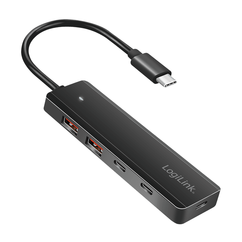 HUB extern LOGILINK, porturi USB: USB-A 3.2 Gen2 x 2 + USB-C Gen2 x 2, conectare prin USB-C, prot. supracurent, supratensiune, scurtcircuit, negru, "UA0412"
