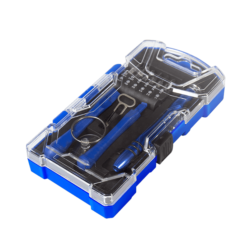 TRUSA scule surubelnite, LOGILINK, set 17 bucati: 12x biti (0.3x1.5mm,0.4x2.0mm,T4,T5,T6,T7,PH000,PH00,PH0,Y1,0.8mm,0.2mm), 2x bara plastic, 1x ventuza transparenta, 1x pin card SIM, maner din aliaj, "WZ0057" — miniatură