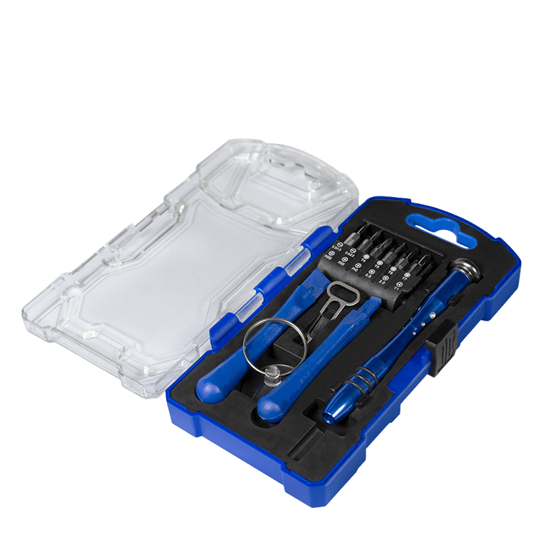 TRUSA scule surubelnite, LOGILINK, set 17 bucati: 12x biti (0.3x1.5mm,0.4x2.0mm,T4,T5,T6,T7,PH000,PH00,PH0,Y1,0.8mm,0.2mm), 2x bara plastic, 1x ventuza transparenta, 1x pin card SIM, maner din aliaj, "WZ0057" — miniatură