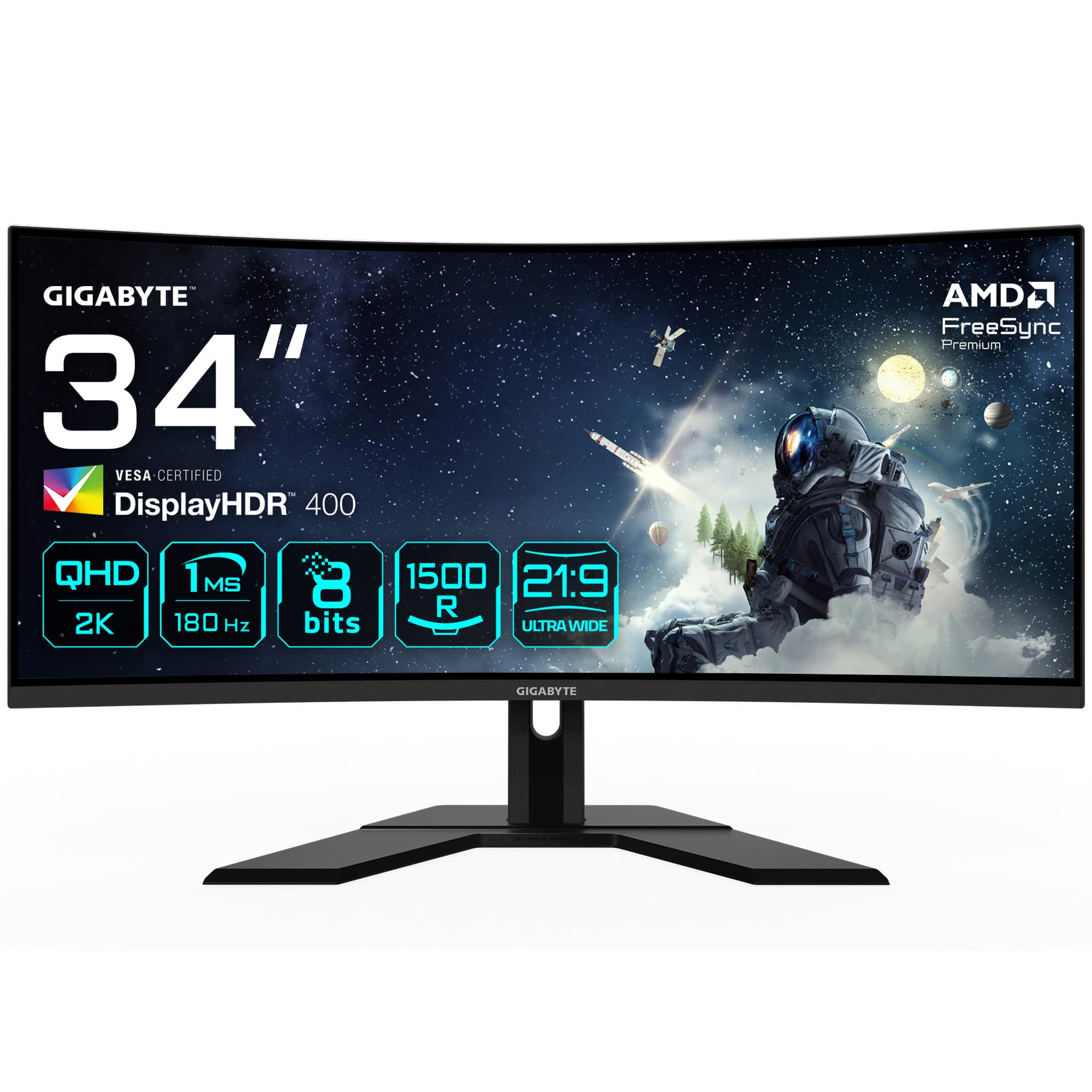 Monitor LED GigaByte G34WQCP - 34 - black (matt), QHD, VA, curved, 180Hz panel "G34WQCP EK"