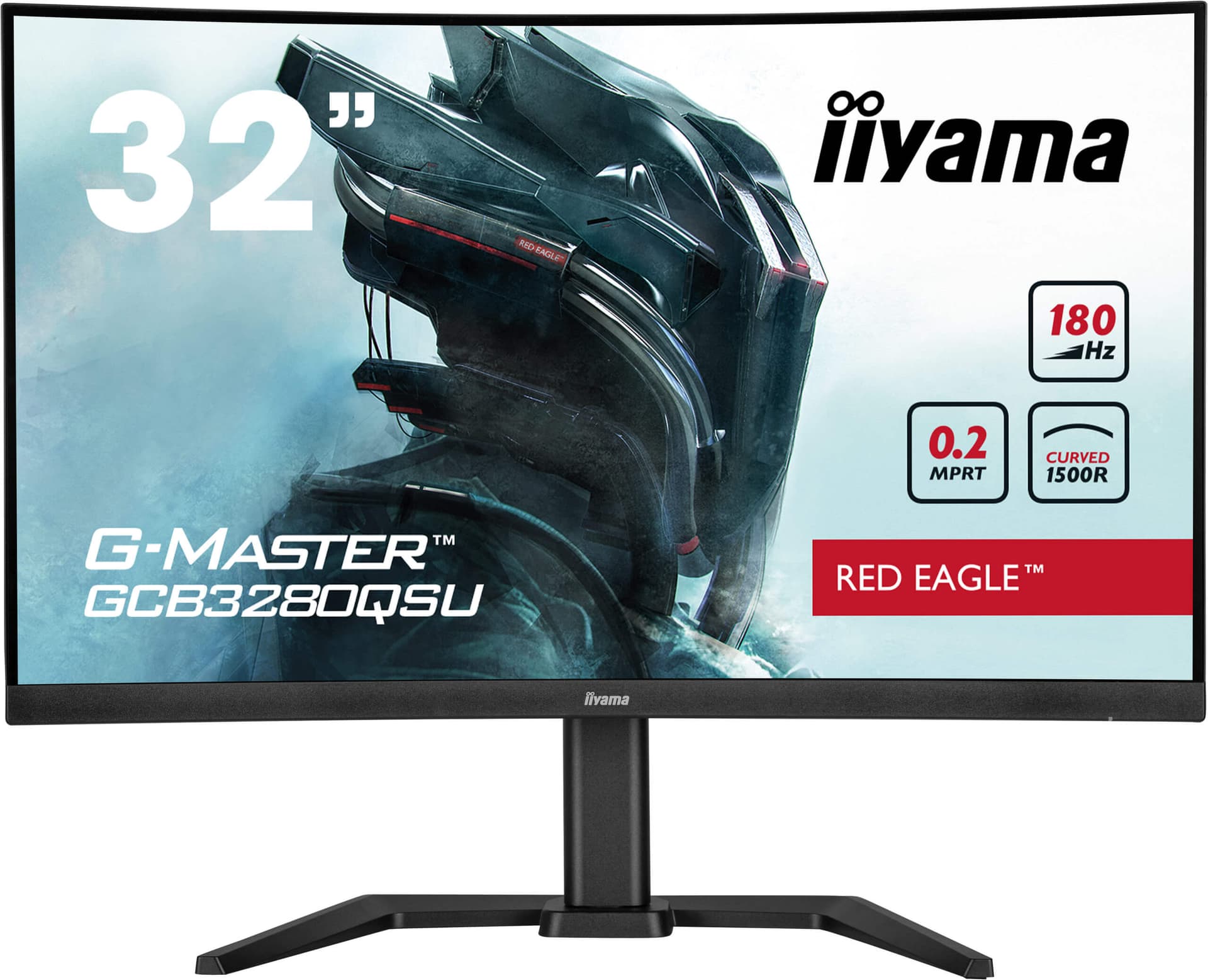 IIYAMA Monitor LED Gaming GCB3280QSU-B2 31.5" VA Curved 2560 x 1440 180Hz 350cd 0.2ms HDMI DP USB HUB height, swivel, tilt "GCB3280QSU-B2" — miniatură