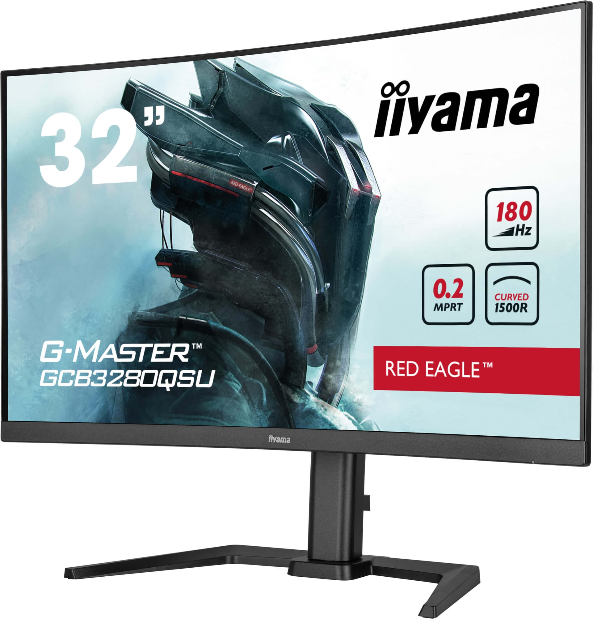 IIYAMA Monitor LED Gaming GCB3280QSU-B2 31.5" VA Curved 2560 x 1440 180Hz 350cd 0.2ms HDMI DP USB HUB height, swivel, tilt "GCB3280QSU-B2" — miniatură