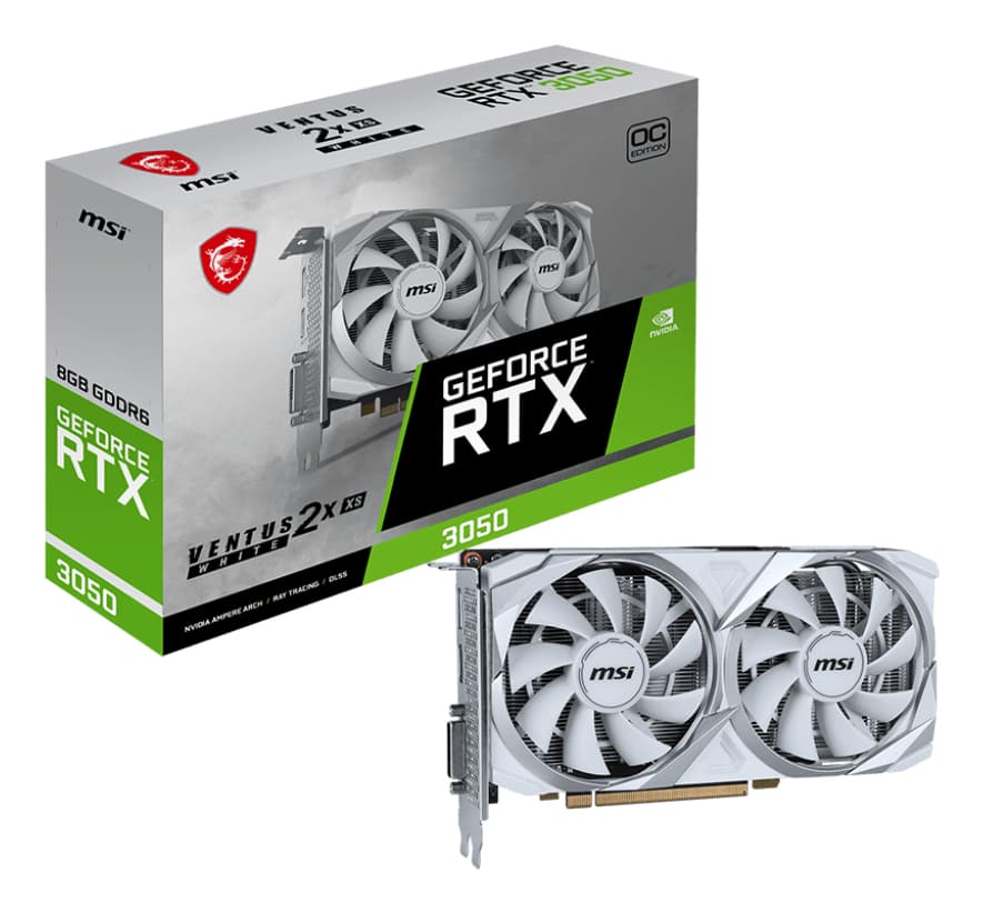 MSI GeForce RTX 3050 VENTUS 2X XS WHITE 8G OC "GeForce RTX 3050 VENTUS 2X XS WHITE 8G OC" — miniatură