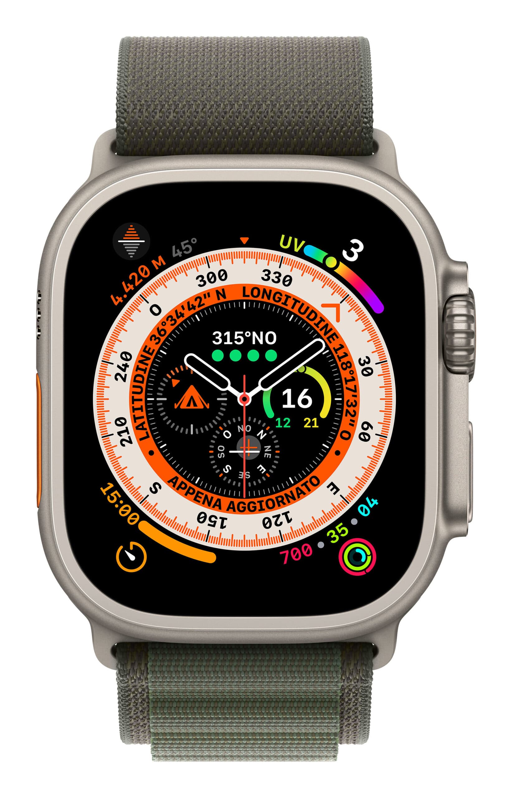 Smartwatch Watch Ultra GPS + Cellular 49mm Titanium Case with Alpine Loop M - Green "MQFN3FD/A" — miniatură