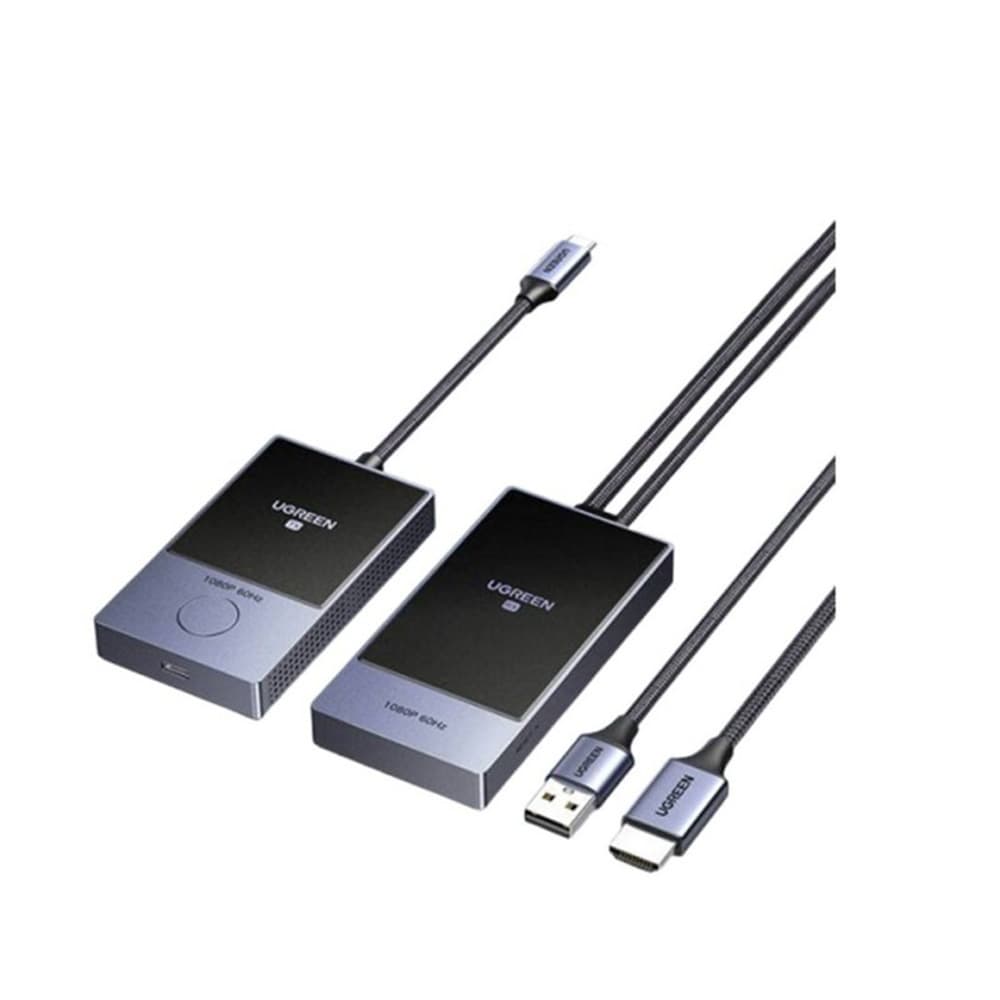EXTENDER VIDEO Wireless Ugreen, "CM737", rez. maxima 1080P/60Hz, max. 30M, contine 1 transmitter:1 × USB-C (T), 1 × USB-C(M)(PD 60W) si 1 receiver:1 × HDMI(T), 1 × USB(T), metalic, gri "35031A" - 6941876248704