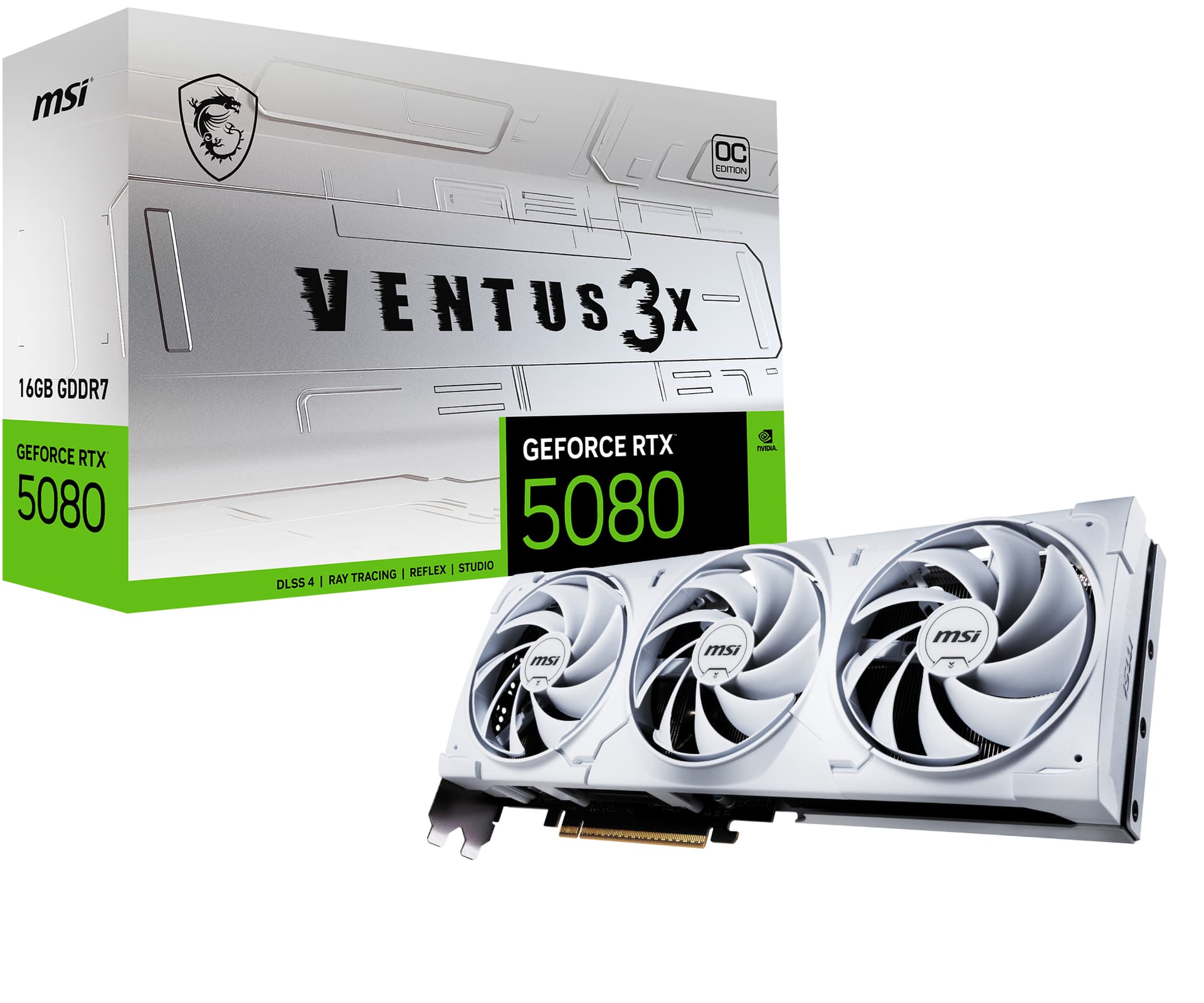 Placa video GeForce RTX 5080 Ventus 3X OC White 16GB GDDR7 PCI-Express "V531-062R"