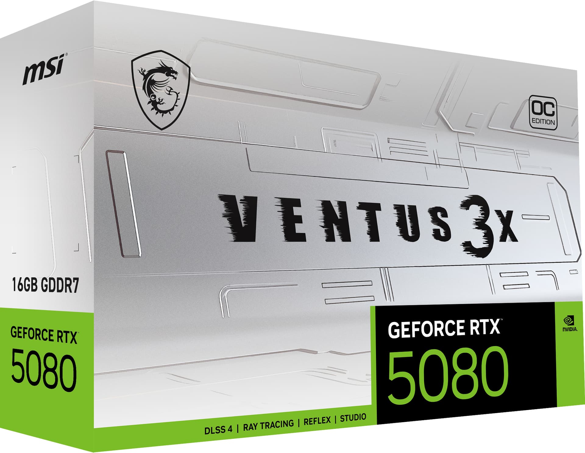 Placa video GeForce RTX 5080 Ventus 3X OC White 16GB GDDR7 PCI-Express "V531-062R" — miniatură