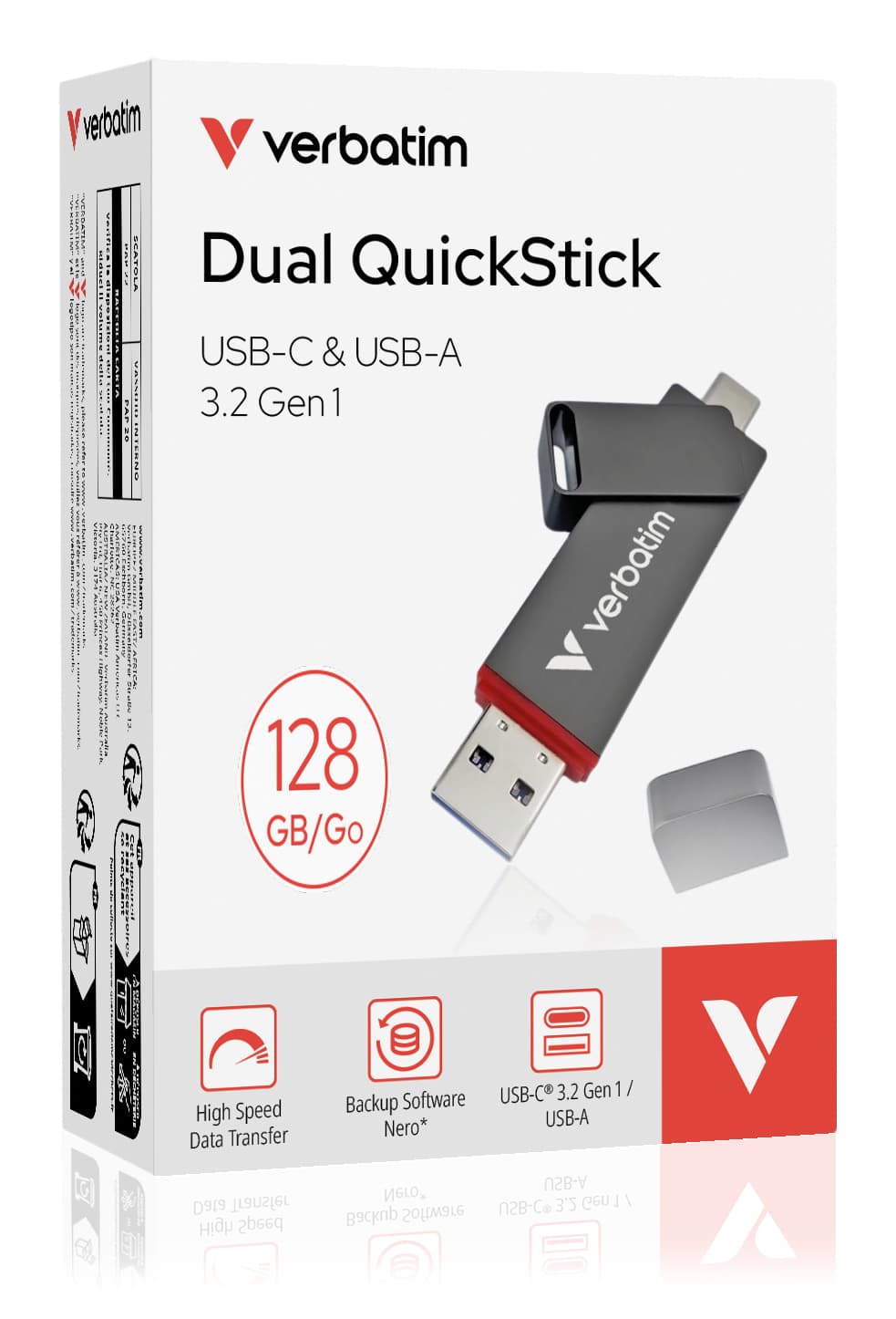 Memorie USB Verbatim USB Type-C/USB-A USB 3.2 Gen 1 conectivitate dubla 128GB Gri "32040" — miniatură